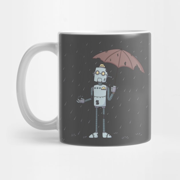 Old Robot in the Rain by KammyBale